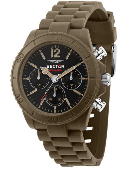 SECTOR Diver Chronograph Khaki Silicone Strap- Μαύρο