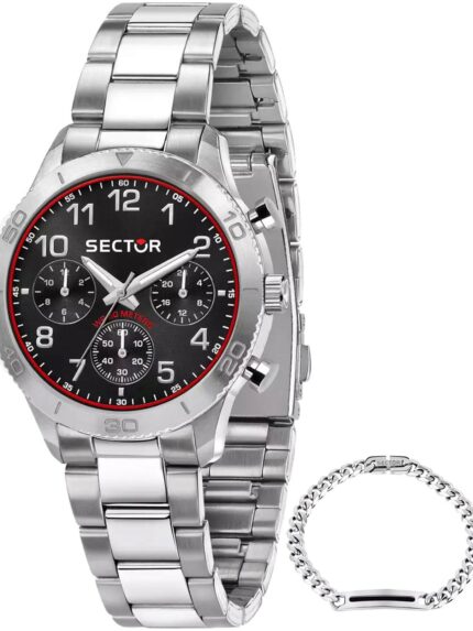 SECTOR 270 Chronograph Silver Stainless Steel Bracelet Gift Set- Μαύρο