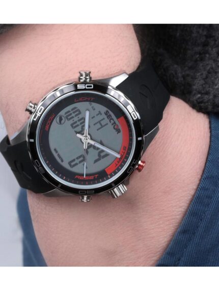 SECTOR Master Chronograph Black Silicone Strap- Γκρι