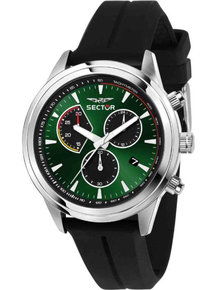 SECTOR 670 Chronograph Black Leather Strap- Πράσινο