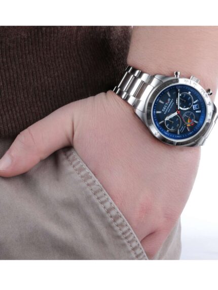 SECTOR 695 Solar Chronograph Silver Stainless Steel Bracelet- Μπλε