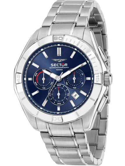 SECTOR 790 Chronograph Silver Stainless Steel Bracelet- Μπλε