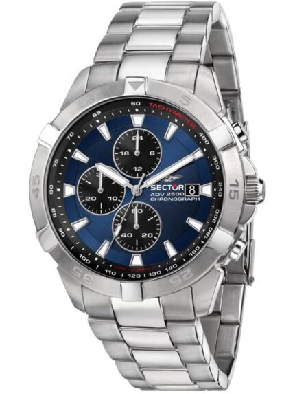 SECTOR ADV2500 Chronograph Silver Stainless Steel Bracelet- Μπλε