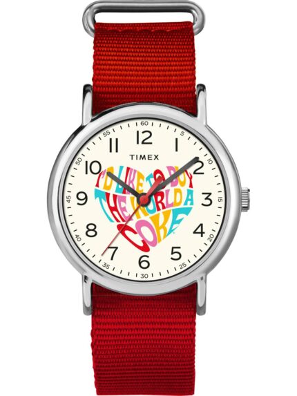 TIMEX Weekender Coca-Cola 1971 Red Fabric Strap- Λευκό