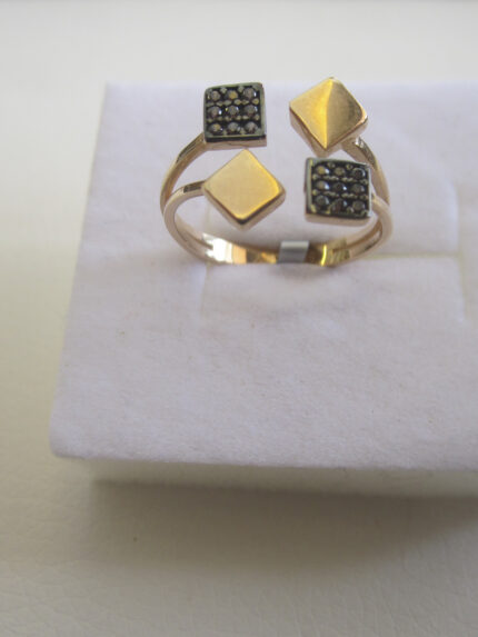 ΡΟΖ ΧΡΥΣΟ ΔΑΧΤΥΛΙΔΙ ΜΕ ΜΑΥΡΟ ΠΛΑΤΙΝΩΜΑ Κ-14 ΝΟ31